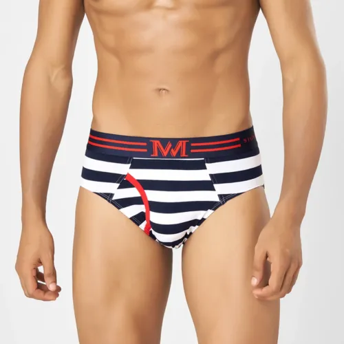 Men's Cotton Spandex Striped Brief | Stretch Fit Brief with Signature Nylon Elastic for Comfort