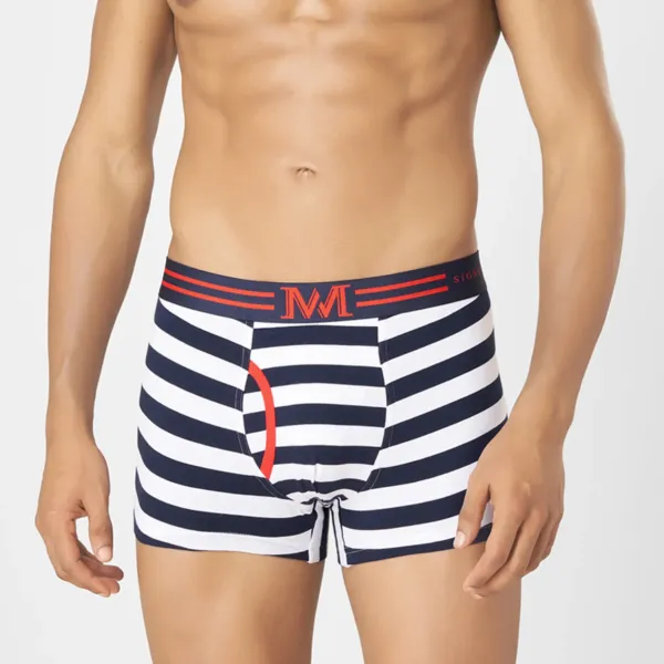 Men's Cotton Spandex Striped Trunk | Secure Fit Trunk with Comfortable Nylon Waistband