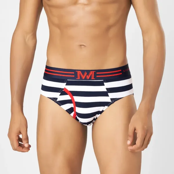 Men's Cotton Spandex Striped Brief | Stretch Fit Brief with Signature Nylon Elastic for Comfort