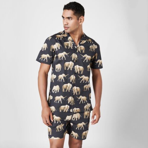 100% Cotton Satin Beach Shirt with Animal Print